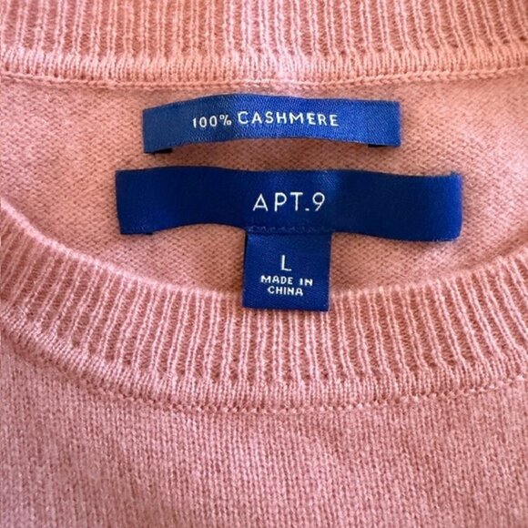 APT 9 Cashmere Crew Neck Sweater Pink Large - Picture 9 of 10